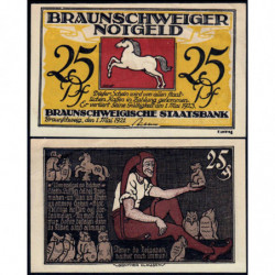 Allemagne - Notgeld - Braunschweig - 25 pfennig - Série 1 - Type d - 01/05/1921 - Etat : SUP+