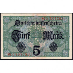 Allemagne - Pick 56b - 5 mark - 01/08/1917 - Série W - Etat : SPL