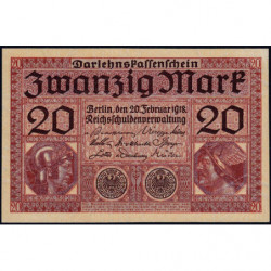 Allemagne - Pick 57 - 20 mark - 20/02/1918 - Série O - Etat : NEUF