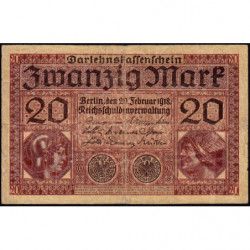 Allemagne - Pick 57 - 20 mark - 20/02/1918 - Série V - Etat : TB