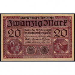 Allemagne - Pick 57 - 20 mark - 20/02/1918 - Série W - Etat : SUP