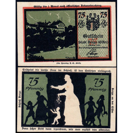 Allemagne - Notgeld - Berga an der Elster - 75 pfennig - 01/10/1921 - Etat : NEUF