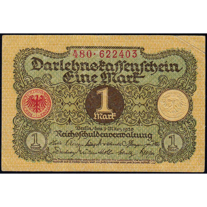 Allemagne - Pick 58 - 1 mark - 01/03/1920 - Etat : SUP