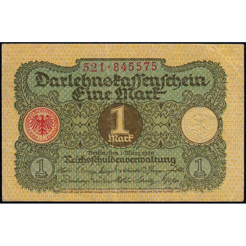 Allemagne - Pick 58 - 1 mark - 01/03/1920 - Etat : TTB