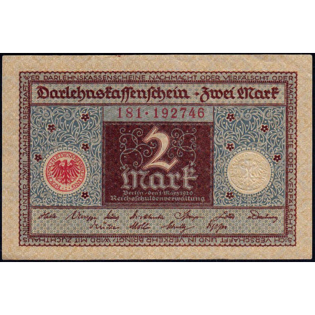 Allemagne - Pick 60 - 2 mark - 01/03/1920 - Etat : SUP