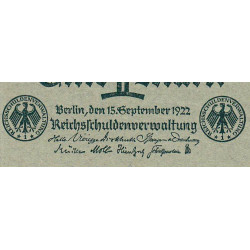 Allemagne - Pick 61a - 1 mark - 15/09/1922 - Etat : SPL