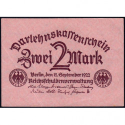Allemagne - Pick 62 - 2 mark - 15/09/1922 - Etat : SUP