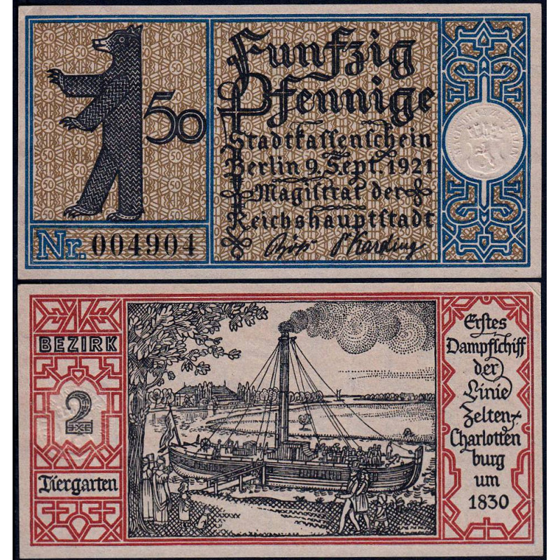 Allemagne - Notgeld - Berlin - 50 pfennig - Type 1/2 - 09/09/1921 - Etat : NEUF