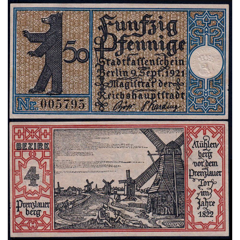 Allemagne - Notgeld - Berlin - 50 pfennig - Type 1/4 - 09/09/1921 - Etat : SPL