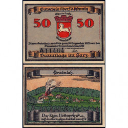 Allemagne - Notgeld - Braunlage - 50 pfennig - Série A - 31/12/1921 - Etat : SUP+