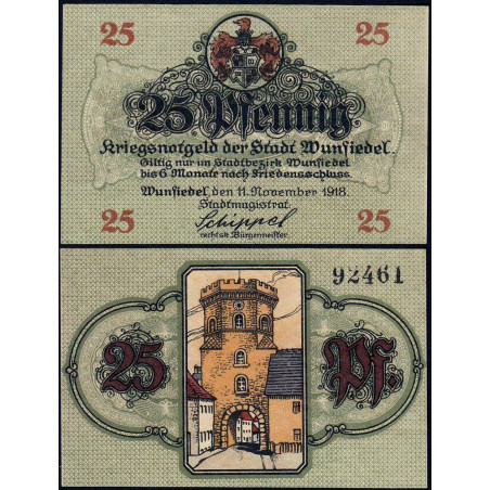 Allemagne - Notgeld - Wunsiedel - 25 pfennig - 11/11/1918 - Etat : NEUF