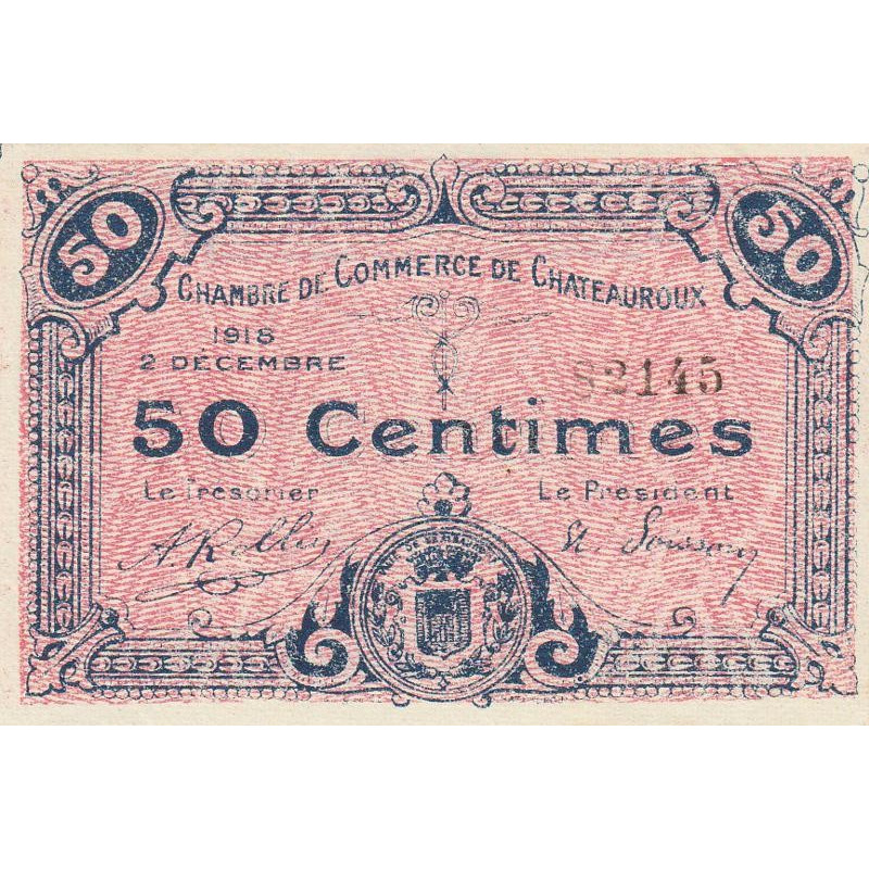 Chateauroux - Pirot 46-18 - 50 centimes - 02/12/1918 - Etat : SUP+