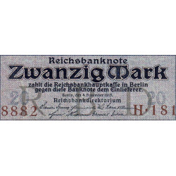 Allemagne - Pick 63 - 20 mark - 04/11/1915 - Lettre O - Série H - Etat : TTB+