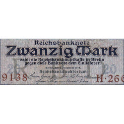 Allemagne - Pick 63 - 20 mark - 04/11/1915 - Lettre O - Série H - Etat : TTB-