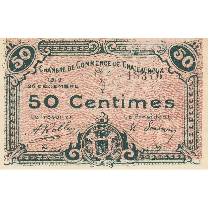 Chateauroux - Pirot 46-20 - 50 centimes - 26/12/1919 - Etat : SPL