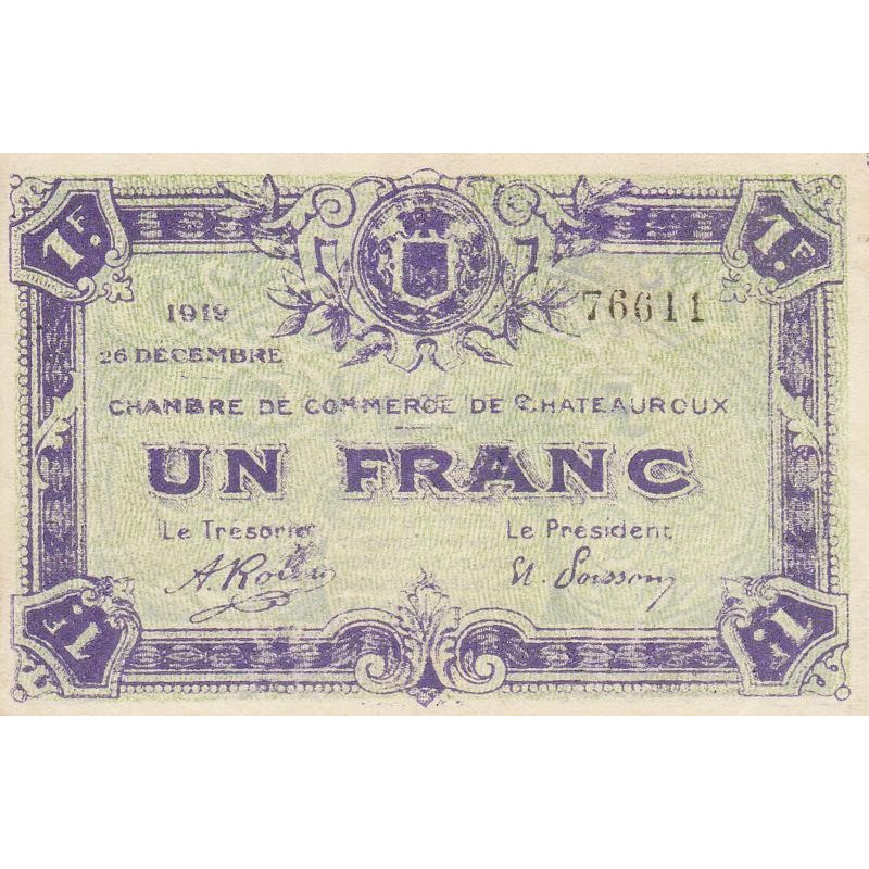 Chateauroux - Pirot 46-21 - 1 franc - 26/12/1919 - Etat : SUP+