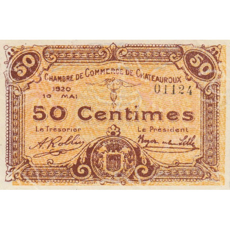 Chateauroux - Pirot 46-22 - 50 centimes - 10/05/1920 - Etat : SUP