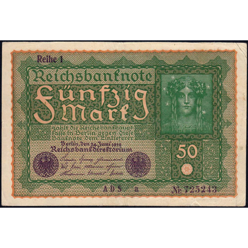 Allemagne - Pick 66_1 - 50 mark - 24/06/1919 - Série a - Etat : TTB-
