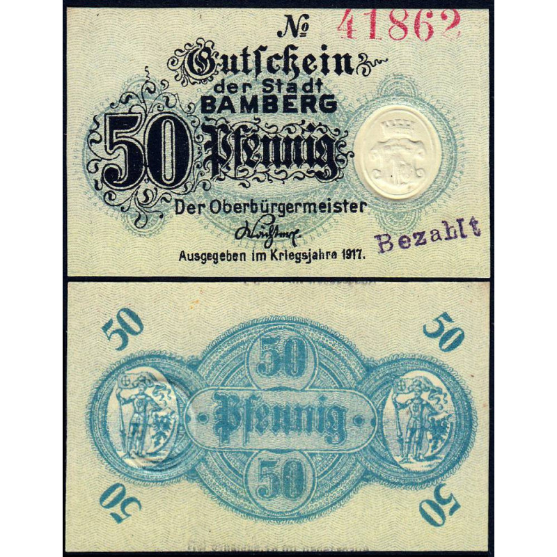 Allemagne - Notgeld - Bamberg - 50 pfennig - 1917 - Etat : NEUF
