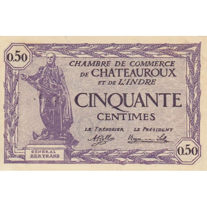 Chateauroux (Indre) - Pirot 46-24 - 50 centimes - 11/08/1920 - Etat : SPL