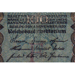 Allemagne - Pick 69a - 100 mark - 01/11/1920 - Lettre F - Série O - Etat : TB