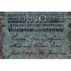 Allemagne - Pick 69a - 100 mark - 01/11/1920 - Lettre G - Série U - Etat : TB