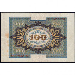 Allemagne - Pick 69a - 100 mark - 01/11/1920 - Lettre H - Série U - Etat : TTB-