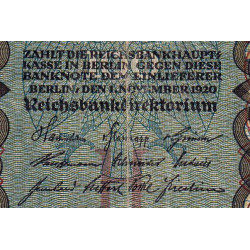 Allemagne - Pick 69a - 100 mark - 01/11/1920 - Lettre H - Série U - Etat : TTB-