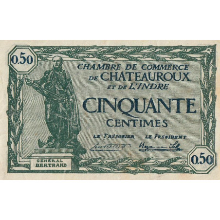 Chateauroux (Indre) - Pirot 46-28 - 50 centimes - Série B - 03/02/1922 - Etat : TTB