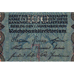 Allemagne - Pick 69b - 100 mark - 01/11/1920 - Lettre J - Série A - Etat : TTB