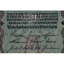Allemagne - Pick 69b - 100 mark - 01/11/1920 - Lettre M - Série R - Etat : TTB