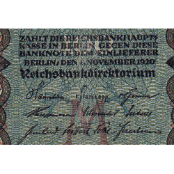 Allemagne - Pick 69b - 100 mark - 01/11/1920 - Lettre M - Série R - Etat : TTB