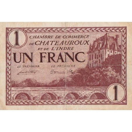 Chateauroux (Indre) - Pirot 46-30 - 1 franc - Série C - 03/02/1922 - Etat : TB+