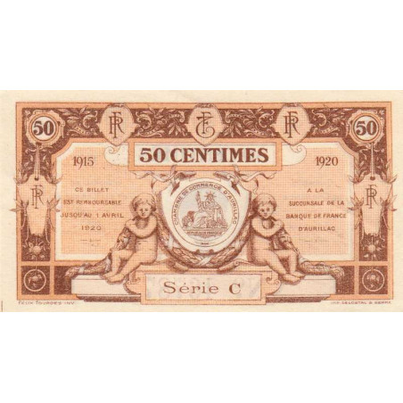 Aurillac (Cantal) - Pirot 16-1a - 50 centimes - Série C - 1915 - Etat : SPL