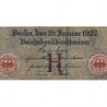 Allemagne - Pick 70 - 10'000 mark - 19/01/1922 - Lettre H - Série A - Etat : B+