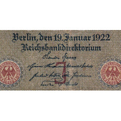 Allemagne - Pick 70 - 10'000 mark - 19/01/1922 - Lettre J - Série C - Etat : TB-