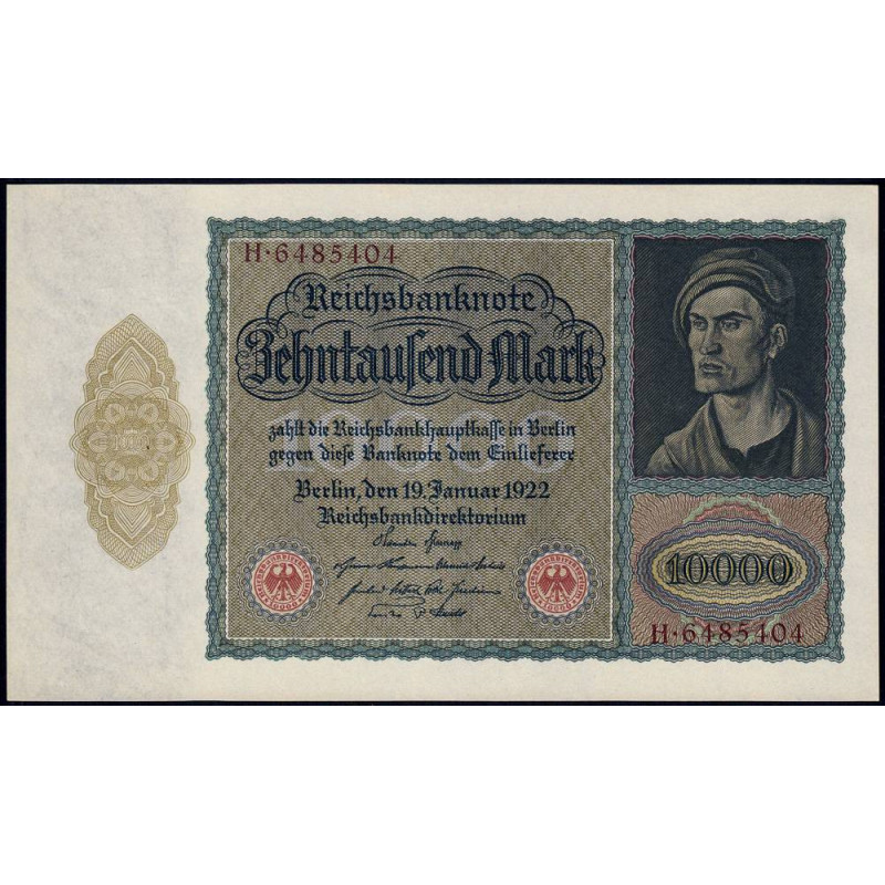 Allemagne - Pick 71 - 10'000 mark - Série H - 19/01/1922 - Etat : NEUF