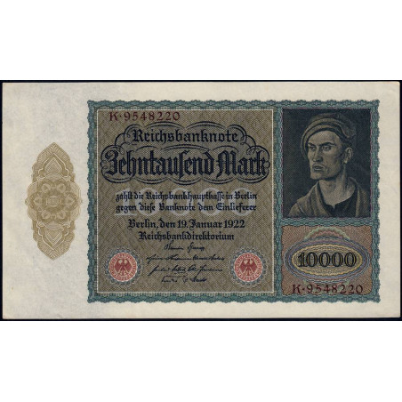 Allemagne - Pick 71 - 10'000 mark - Série K - 19/01/1922 - Etat : SPL+