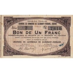 Clermont-Ferrand, Issoire - Pirot 48-1 - 1 franc - Série 1 - Sans date (1918) - Etat : TB+