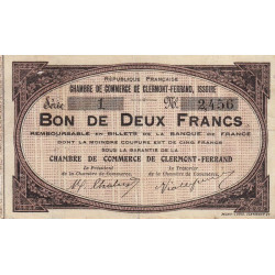 Clermont-Ferrand, Issoire - Pirot 48-2 - 2 francs - Série 1 - Sans date (1918) - Etat : TB+