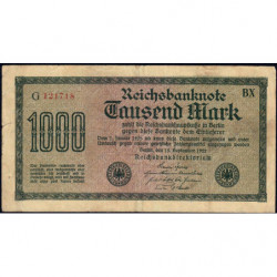 Allemagne - Pick 76b_1 - 1'000 mark - 15/09/1922 - Série BX - Etat : TB