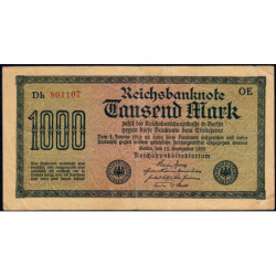 Allemagne - Pick 76b_1 - 1'000 mark - 15/09/1922 - Série OE - Etat : TTB