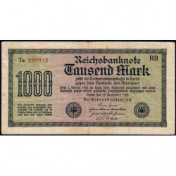 Allemagne - Pick 76c_1 - 1'000 mark - 15/09/1922 - Série RB - Etat : TB+