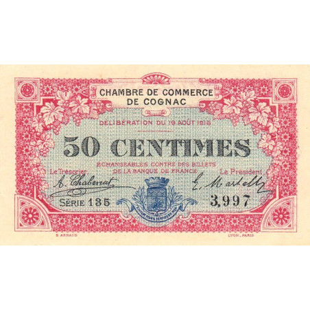 Cognac - Pirot 49-1 - 50 centimes - Série 135 - 19/08/1916 - Etat : SPL