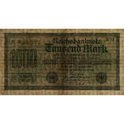 Allemagne - Pick 76c_2 - 1'000 mark - 15/09/1922 - Série WM - Etat : TB