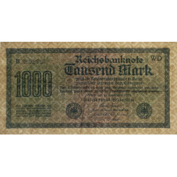 Allemagne - Pick 76d_1 - 1'000 mark - 15/09/1922 - Imp. WD - Série B - Etat : TTB+