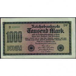 Allemagne - Pick 76h - 1'000 mark - 15/09/1922 - Série DV - Etat : TTB+