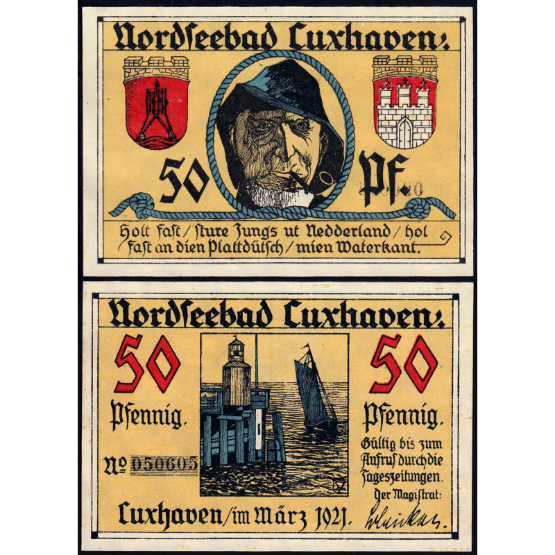 Allemagne - Notgeld - Cuxhaven - 50 pfennig - 03/1921 - Etat : SPL