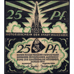 Allemagne - Notgeld - Wandsbek - 25 pfennig - 1921 - Etat : TB+