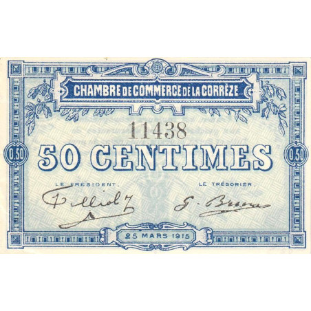 Corrèze (Brive, Tulle) - Pirot 51-1 - 50 centimes - Sans série - 25/03/1915 - Etat : SPL